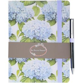 Graphique Hortensia Lined Journal Plus Pen Luxe Collection, Hardcover Diary Notebook for Writing, Silver Foil Embossing, 160 Pages, 6" x 8"
