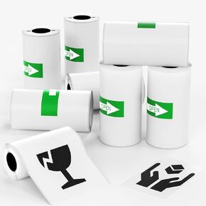 Label Printing Paper - 8 Rolls of Label Continuous Printing Paper, Thermal Printing Labels - Multi-Purpose Square Self-Adhesive Labels, White Background with Black Text