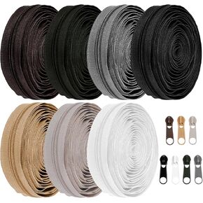7pcs سحابة السوستة ، 35 ياردة سحابات الخياطة الطويلة #5 السوستة ملف نايلون مع 70pcs shipper sliders سحب رأس لتوصيلات خياطة الخياطة DIY (7 ألوان)