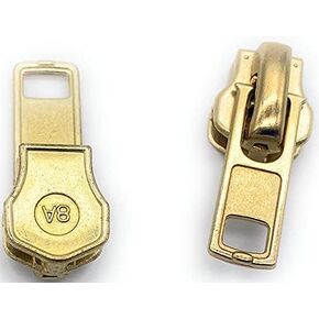 Zipper Repair Kit - #8 Heavy Duty Universal Brass Jacket Zipper Sliders with Top Stops Included - 2 Sliders Per Pack