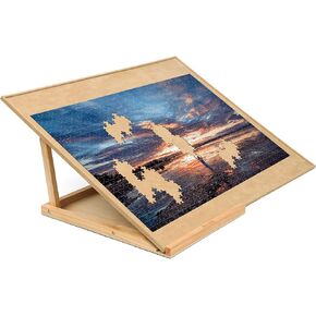 Becko US Puzzle Board with 2 Angle Adjustable Bracket/Stand, Wooden Puzzle Table with Premium Smooth Flannel Surface, Lightweight & Portable, Used Horizontally/Vertically for 1000 Piece Jigsaw Puzzles