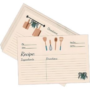 100 Sheets Recipe Cards, 4x6 Inches, Double Sided, Blank Cardstock Cards for Recording Recipes, Kitchen Diaries, Bridal shower, Banquet Preparation