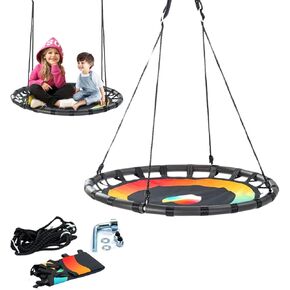 Saucer Swing للأطفال والكبار في الهواء الطلق | 40 بوصة الأرجوحة تحمل ما يصل إلى 900 رطل | إطار متين ، مقابض ناعمة ، سهلة التثبيت ، مقاومة للطقس | مثالي للمرح والمغامرة في الفناء الخلفي