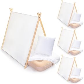 خيمة Teepee للأطفال مع سد الهواء القابل للنفخ ، ورقة مجهزة وإدراج وسادة الأطفال طفل تلعب خيمة أبيض قابلة للطي للأولاد في الهواء الطلق في الهواء الطلق الفتيات سبات الحفلات نوم (4 مجموعات)