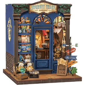 CUTEBEE Book Nook Kit - DIY Miniature House Dollhouse Kit for Adults and Teens, Booknook Tiny House Bookshelf Decor 3D Wooden Puzzle, Gifts for Family, Friends (Journey Trace Bookshop)