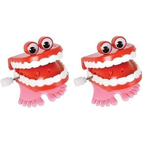 Rhode Island Novelty 2 Count Chatteng Chomping Wind up Toy Walking Teeth with Eyes