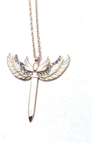 Archangel Michael's Sword Pendant, Rose Gold Filled with Colorful Stones, Adjustable Chain Necklace for Spiritual Protection, Perfect Gift for Angel Lovers in Saudi Arabia