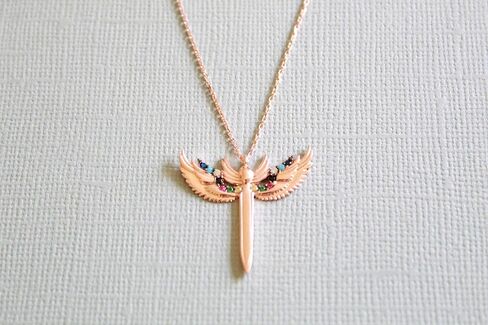 Archangel Michael's Sword Pendant, Rose Gold Filled with Colorful Stones, Adjustable Chain Necklace for Spiritual Protection, Perfect Gift for Angel Lovers in Saudi Arabia