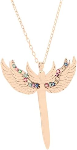 Archangel Michael's Sword Pendant, Rose Gold Filled with Colorful Stones, Adjustable Chain Necklace for Spiritual Protection, Perfect Gift for Angel Lovers in Saudi Arabia
