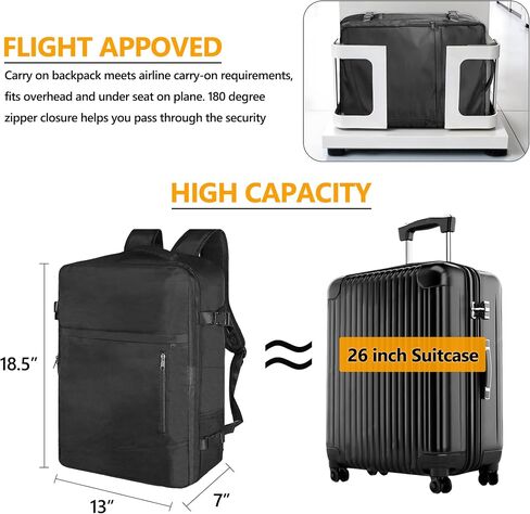 SUOCO Travel Vacuum Backpack, 60L Seal Compression Air Vac Bag Back Pack with Travel Pump, Carry On Suitcase Luggage Flight Approved for Men Women Personal Item, Black in Saudi Arabia