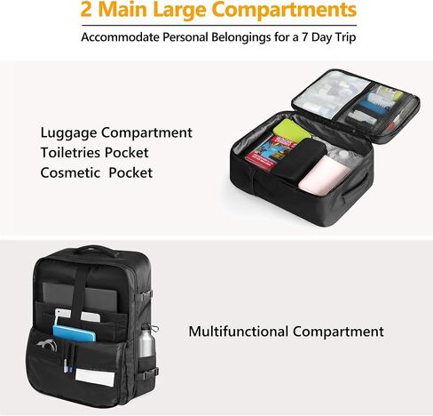 SUOCO Travel Vacuum Backpack, 60L Seal Compression Air Vac Bag Back Pack with Travel Pump, Carry On Suitcase Luggage Flight Approved for Men Women Personal Item, Black in Saudi Arabia