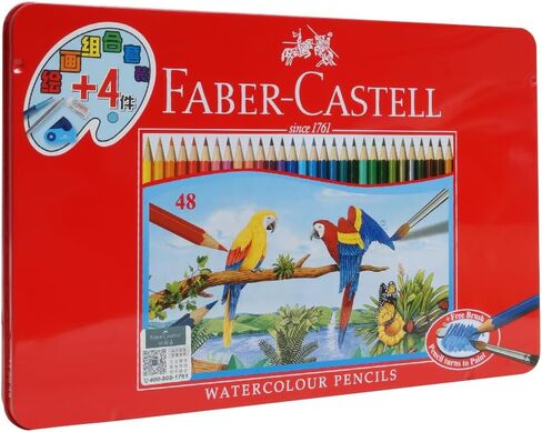 Faber Castell 48 Watercolour Pencils in Metal Tin Includes Gift for Artists for Drawing and Painting in Saudi Arabia