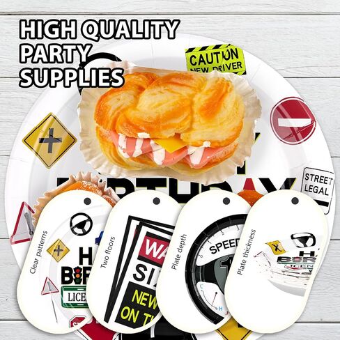 Grencian 96Pcs Drivers License 16th Birthday Party Decorations for Boys New Driver Car Road 16th Birthday Plates and Napkins for Learner Driver 16 Years Old Birthday Party Favors Serves 24 in Saudi Arabia