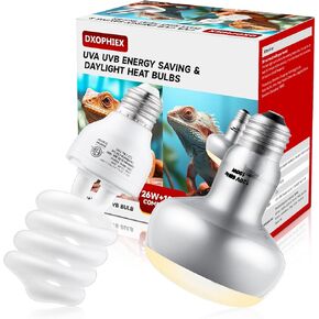 100W Reptile Heat Lamp Bulb and 26W 10.0 UVB Bulb Combo Pack, UVA Basking Bulb and UVB Light for Reptiles, Basking Light for Bearded Dragon, Turtles, Snake and Lizard
