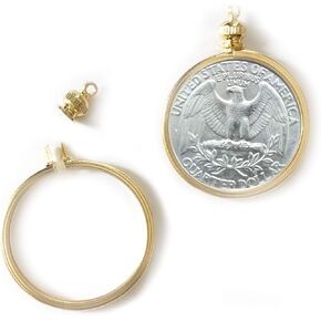 25 Cent/USA Quarter Coin Holder Bezel Goldtone ~ for Charm, Necklace, Pendant, Display