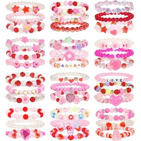 PinkSheep Class Bracelets Bulk: 36Pcs for Little Girls, Heart Bracelets Bulk for Kid
