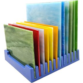 Stained Glass Storage Rack, Stained Glass Holder, 12 Slots (Blue, 4-Pack)