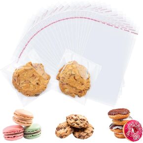 200 Pcs Clear Cellophane Bags 4 x 6 inches Cookie Bags, Self Sealing Cellophane Bags Resealable Cookie & Candy Bags for Party, Christmas, Family Baking Supplies