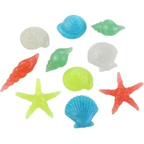 Leadigol 10Pcs Sea Shells Mix Luminous Stone Glow in The Dark Garden Pebbles Rocks Glowing Shells Conch and Starfish for Home Outdoor Walkways Garden Path Patio Lawn Garden Yard Fish Tank Decor