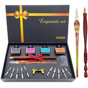 Calligraphy Pens Gift Set - Personalized Caligraphy Pen Kits Calligraphy Set For Beginners&professional.glass dip pen Include Glass And Wooden Dip Pen,Pen Holder,Various Sizes Of Nibs Etc