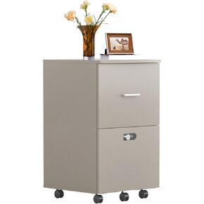 dreamlify 2-Drawer Mobile File Cabinet, Rolling Filing Cabinet Under Desk Office Commercial Vertical Storage Cabinet Printer Stand with Lock Hanging File Folders for Legal/Letter/A4 File, Light Grey