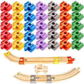 35 Pack Plastic Train Track Connectors Multicolor Building Block Track Adapter Connector Wooden Train Track Accessories for Train Track Set Building Games, 7 Colors