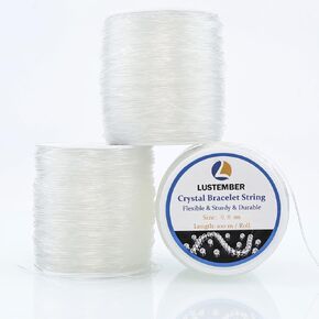 0.8 mm Stretchy Bracelet String, 3 Rolls Durable Elastic String, Clear Bead Cord for Bracelets, Necklaces, Beading, and Jewelry Making (300 m)