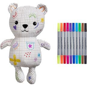 eatsleepdoodle Doodle & Color In Bear Colouring Plush w/ 10pk Washable Pens