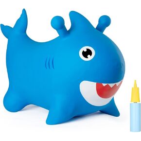 INPANY Baby Shark Toys, Baby Shark Birthday Decorations, Bouncy Hopper, Toddler Bouncing Animals, Party Supplies Balloon, Outdoor Indoor Ride on Rubber Hopping Bouncer, Gifts for 2 3 4 Yr Boy Girl