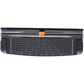 A4 Paper Cutter Trimmer with Heavy Duty Gridded Base, Metal Rotary Guillotine for Home Office, Accurate Alignment Grid and Ruler, Black, 14.76 X 5.12 X 0.79 Inches