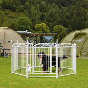 32" H Dog Crate Dog Playpen 8 Panels Furniture Heavy Duty Dog Fence Door with Side Openings,for Large Medium Small Dogs Indoor Outdoor Foldable Pet Exercise Pen,White