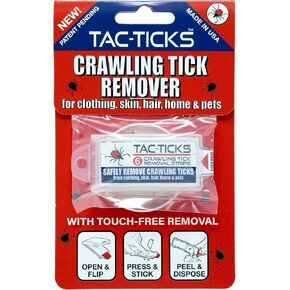 Crawling Tick Remover Patent-Pending Tick Removal Tool for Clothing, Skin, Hair, Home & Pets | Touch-Free Tick Remover for Dogs & Tick Remover for Humans | Made in The USA (1-Pack)