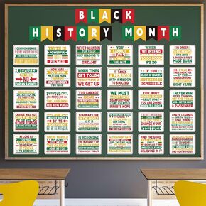 Frienda 33 Pieces Black History Month Classroom Decorations African American Inspirational Quotes Posters for Black History Wall Art Door Positive Bulletin Board Decoration Supplies, 9.8 x 11.8 Inch