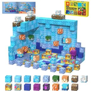Magnetic Blocks-120PCS Ocean Quest Set，Magnetic Building Blocks Kids Toys for Ages 3 4 5 6 7 8 Birthday Gifts，STEM Montessori Sensory Toys for 3+ Years Old Boys & Girls
