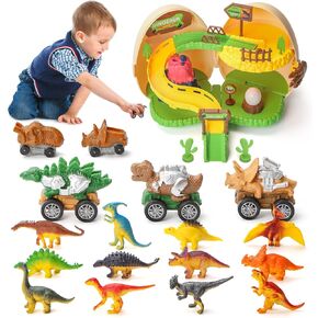 Dinosaur Toys for Kids 3-5, Interactive Set of Dino Toys, Dinosaur Toys for Boys Girls, Dino Egg Amusement Park with Dinosaur Figure Toys Dinosaur Cars, Toddler Toys for Birthday Gifts