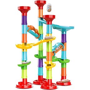 50Pcs Marble Run Set Building Blocks with 30 Glass Marbles for Kids Girls Boys Toys Stem Maze Educational Race Game Birthday Gifts (SmallB)