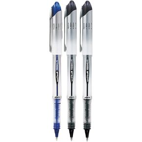 Uni-ball Vision Elite Rollerball Pens, Bold Point (0.8mm), Black/Blue Ink, 3 count, Bundle with Plastic Reusable Pouch
