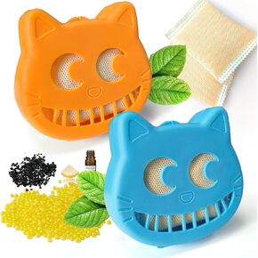 Cat Litter Box Deodorizer, Lemon Scent Activated Carbon to Eliminates Litter Box Odors, Includes 2 OdorTrap Boxes and 2 Odor Remover Refills Bags, Stick-on Litter Box Pet Air Freshener