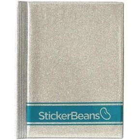 StickerBeans® “The Original Rhinestone Sticker" Collector’s Book - 10" x 8.25" - 12 Page, 144 Pocket Organization Album - Stickers Sold Separately - Kids, Teens & Adults - Silver Glitter & Teal