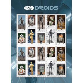 Star Wars Droids (Sheet of 20) First-Class Mail Forever Postage Stamps 2022 Scott #5573-5582