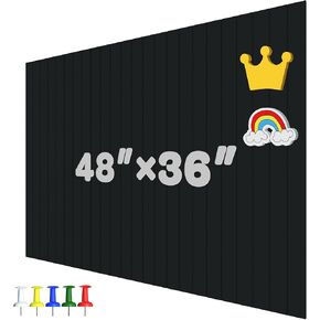 INNOVART Large Felt Bulletin Board 48"x36", Decorative Felt Pin Board for Wall, Foldable Photo Display Board with Self-Adhesive Tape, Felt Vision Board with 30 Pushpins, Felt Notice Board Tack Board