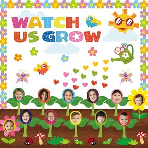 92Pcs Spring Bulletin Board Decorations Set, Spring Classroom Decorations Spring Cutouts with Flower Bulletin Board Borders for Home Chalkboard Wall Door Decor