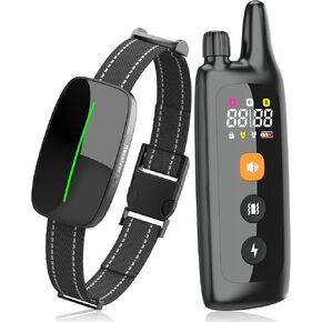 Dog Training Shock Collar 4000FT Dog Bark Collar with Remote IP67 Waterproof 4 Training Modes Beep Vibration Shock Light Mode Magnetic Charger Electric Dogs Collar 8-25 inches Single Shock Iron Black