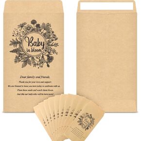 Fumete 50 Pcs Baby Shower Seed Packet Self Adhesive Kraft Seed Envelopes Small Parts Storage Packets Mini Kraft Packets Retro Paper Storage for Baby Shower Party