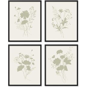 ORANGE GROVE PRINT SHOP Neutral Wall Decor Farmhouse Bathroom Art Boho Wall Art Floral Wall Decor Botanical Wall Art Floral Wall Decor Floral Botanical Prints (8x10 Unframed, Cream Flowers)