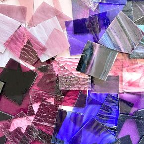 ILLUCKAI 2.2lb Purple Stained Glass Sheets, Irregular Mosiac Glass Pieces Tiles, Broken Stained Glass Scraps for Mosaic Making or Stained Glass Projects, Home Decor