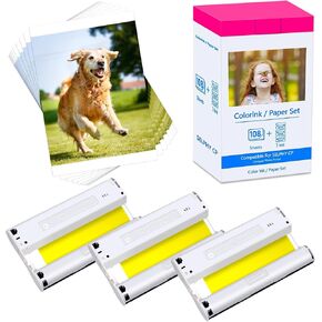 Compatible for Canon Selphy CP1500 Ink and Paper KP-108IN KP108IN 4x6 Photo Paper 108 Sheets 3 Ink Cartridges Compatible with CP Printer CP1300 CP1200 CP1000 CP910 CP810 CP760 CP770 CP780