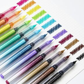 Liquid Ink Rollerball Pens, 12 Multicolor 0.5mm Extra Fine Point,Smooth Writing Quick Dry, Rolling Roller Ball Pen for Journaling Smooth Writing Drawing, No Bleed & Smear &Smudge