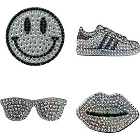 StickerBeans® “The Original Rhinestone Sticker" -White Spirit Set (2" x 2", 4-Pack) - Sparkly, Adhesive Back - Collect, Trade, Gift - Embellish Laptop, Phone, Water Bottle - Kids Teens Adults