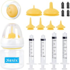 Puppy Nursing Bottle Kit for Newborn Animals,Kitten Bottle Feeding Kit Silicone Anti-Choking Nipple and Kitten Syringe for Kittens Puppys Rabbits Squirrel (Yellow)